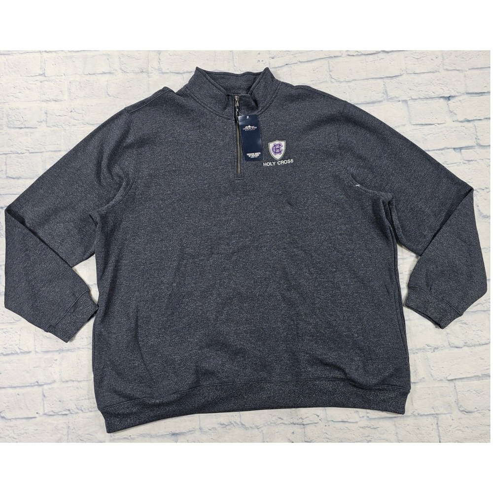 Holy Cross Charles River 1/4 Zip Sweatshirt Mens 3XL Charcoal Heather